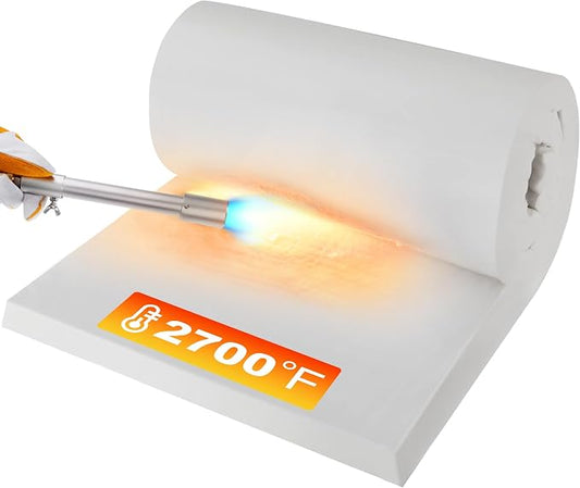 MMasters 24"*12"*1" Ceramic Fiber Insulation Blanket, Fireproof & Heat Resistant Up to 2700°F, Ideal for Wood Stove Baffle, Fireplaces, Kilns, Forges, Pizza Ovens, and More