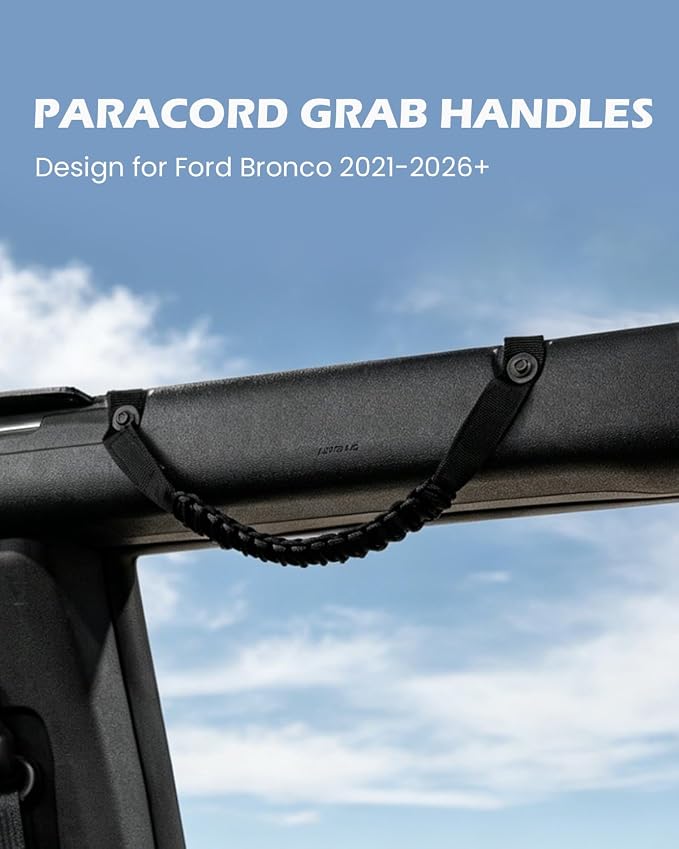 SEVEN SPARTA 4pack Roll Bar Grab Handles for Ford Bronco 2021-2026 2/4 Door | No Drill Install, Color-Matched Paracord Handles, Uses Factory Bolts, Sturdy & Comfortable Grip for 2021-2026 Bronco 2/4 Door