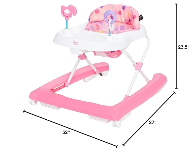 Smart Steps Trend Activity Walker and Entertainer with Removeable Toys, Large Tray, Cup Holder, Adjustable Height and Flat Fold Frame for Storage, Ages 6 Months +, Orbits Rose