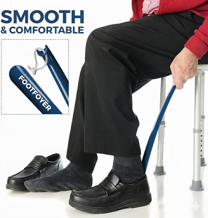 Long shoehorn that is comfortable to wear and has a handle is ideal for both men and women