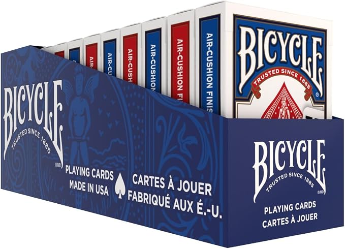 Bicycle Jumbo Index Playing Cards 12 Pack Large Print Poker Size | Air Cushion Finish, Red and blue backs, Made in USA, Easy-to-read suits and numbers for all ages
