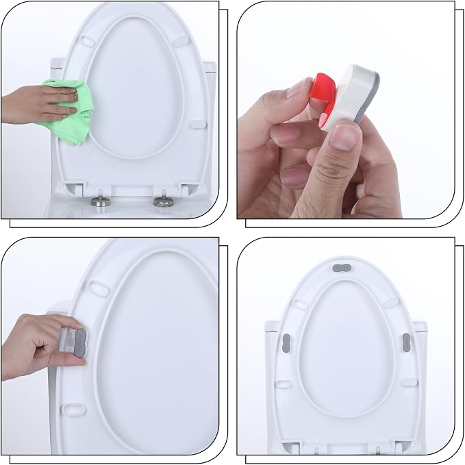 8 Pcs Bidet Height-increasing Pads Toilet Seat Riser for Bidet Universal Toilet Lid Rubber Bumpers Self Adhesive Toilets Seats Buffer Adjustable Spacers with 2 Heights Adjustment