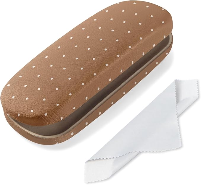 Glasses Case Hard Shell, Cute Sunglasses Case for Women Leather Protective Case for Eyeglass with Cleaning Cloth