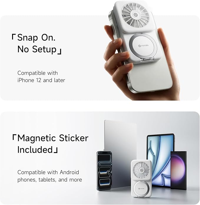 MINI LIFE Multi-Functional Mini Portable Handheld Neck Fan Magnetic Stand | 4-in-1 portable fan works as handheld, neck, desktop fan and magnetic stand for hands-free cooling anywhere