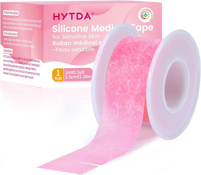 Silicone Medical Tape -1 in × 1.5 yds (1 Roll) Waterproof Tape | Wound Care for Sensitive Skin, Latex-Free, Painless Removal, Reusable for Gauze Pads and First Aid