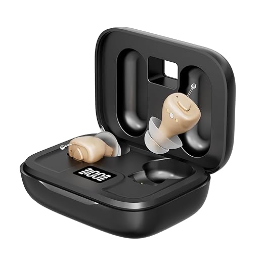 Digital Rechargeable Invisible Hearing Aids for Seniors | Crystal Clear Sound | Intelligent Noise Reduction | Ergonomic Comfort Fit | One-Button Control | Up to 100H Battery Life