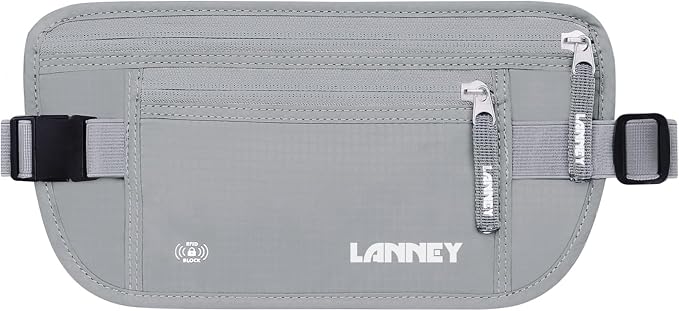 Money Belt for Travel, Slim RFID Blocking Women and Men Hidden Travel Pouch Under Clothes, Passport Holder Protect Cash, Documents, Credit Card, Bonus 2 RFID Sleeves
