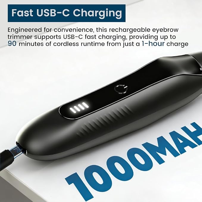 Nose Hair Trimmer for Men, Rechargeable Eyebrow Trimmer with 16000RPM Motor, LED Power Display, Portable Men's Grooming Kit for Travel and Daily Facial Care
