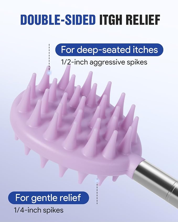 Telescoping Back Scratcher with 5 Detachable Heads, Gift for Men Dad Purple | 10-31'' Reach,Stainless Steel, Non-Slip Grip, Birthday Gifts for Men Women, Christmas Stocking Stuffers, White Elephant Gifts