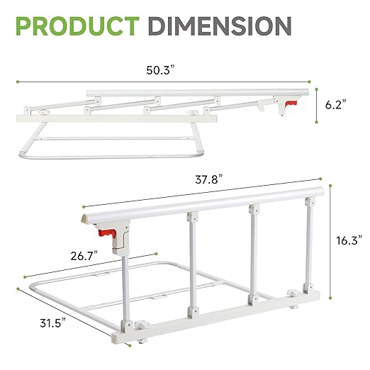 Real Relax Bed Rails for Elderly Adults Safety, Folding Bed Railings for Seniors Fit Full Twin King Queen Size, for Elderly Adults Rail Assist for Seniors Safety Bed, 37.8" x16.3"