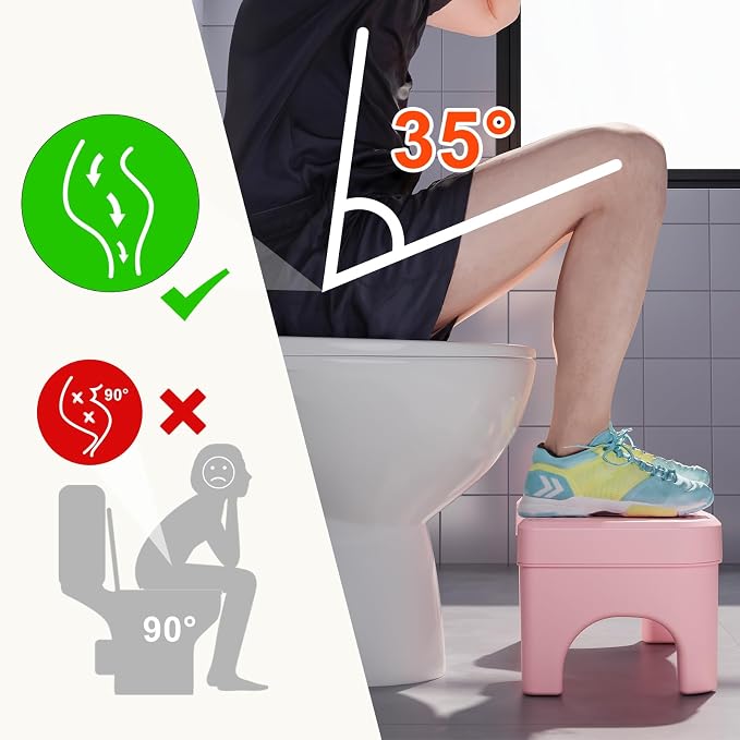 Recximi Pink Toilet Poop Stool Squat Adult, 6.7 Inch Squatting Potty for Adults & Kids, Plastic Bathroom Stool for Pooping, Non-Slip Toilet Foot Step, Easy to Wash, 1 Pack