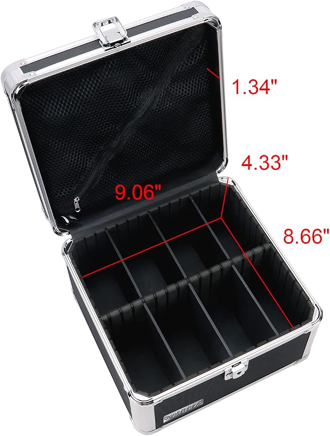 Vaultz Portable Safe Box - 10 x 10 x 6.5 Inch Large Storage Box with Lock, Mesh Pocket & Adjustable Compartments for Cash, Documents and Valuables - Black