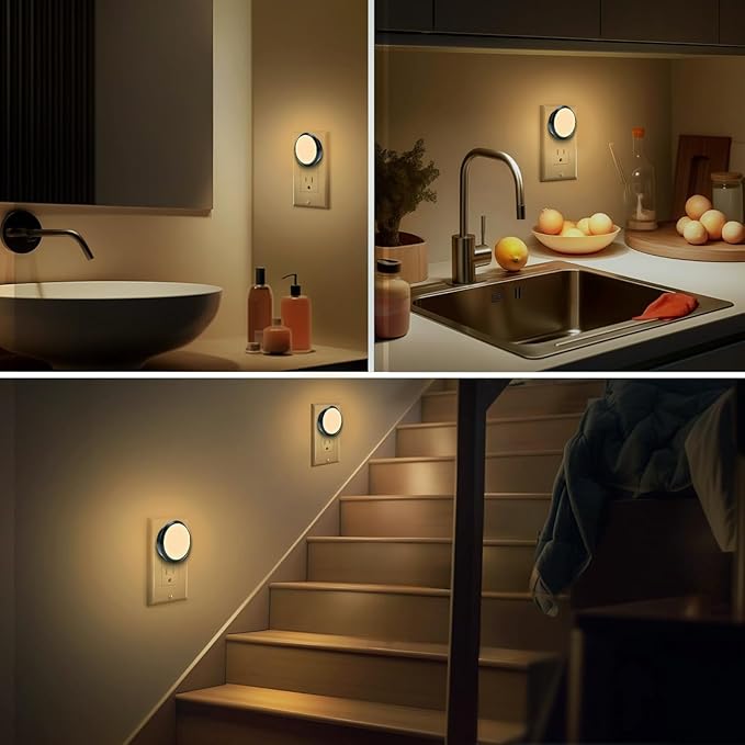 Night Lights Plug into Wall, Night Light with Dusk to Dawn Sensor, Soft White 3000K, Compact Plug in Nightlight for Kids, Adults, Bedroom, Bathroom, Hallway, 2-Pack