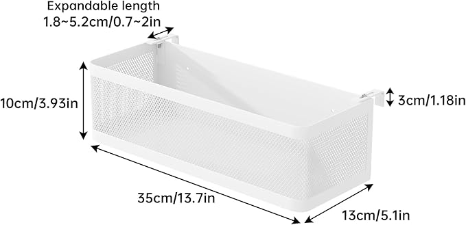 Bedside Caddy Shelf for Bunk Bed, White, L13.78in*W5.12in*H3.94in | For Bunk Bed, Office Cubicle Walls, Crib Rails, Dorm Bed College Dorm Room Essentials, Large Capacity, Easy Install