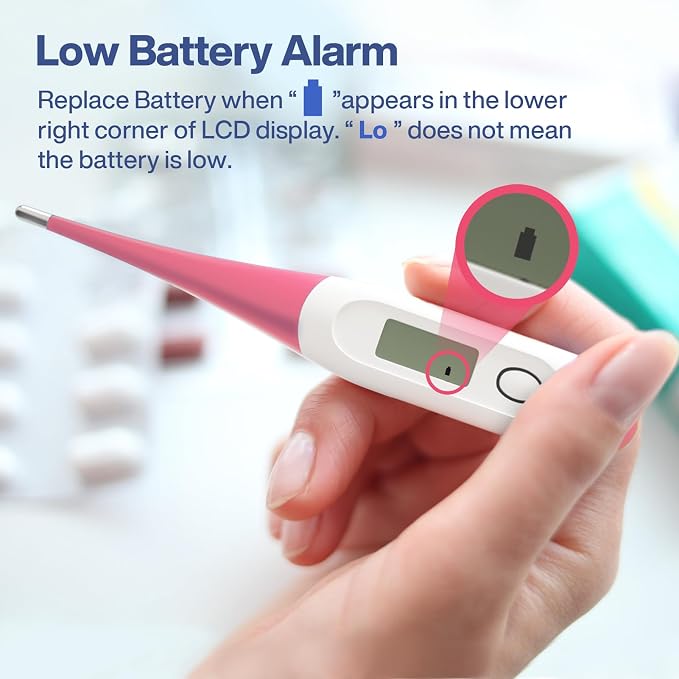 Boncare 10 Seconds Oral Thermometer for Adults and Kids, Pink | Accurate & Safe, Rectal Digital Thermometer for Baby, Fever Alarm