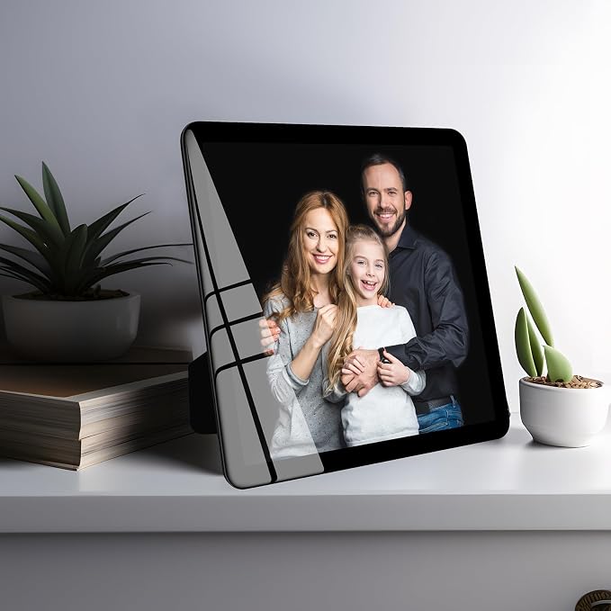 Bluesun 8×8 Picture Frame Black, Vertical & Horizontal Wall & Tabletop | 8×8 Black Photo Frame with Tempered Glass & Rounded Corners, Wall Frames Home Office Decor for Dad & Boyfriend Men
