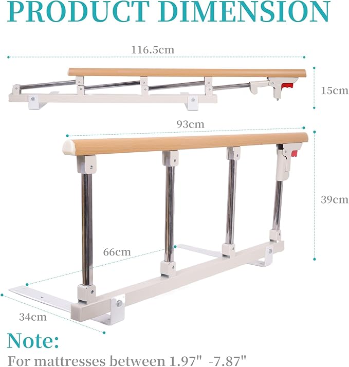 Bed Rails for Elderly Adults, Rail Assist for Seniors Safety,Folding Bed Assist Seniors Safety Bed Guard Rail Handle to Prevent Falling Out of Bed,Bed Side Grab Rail Bed Cane,36.6"x14.2"