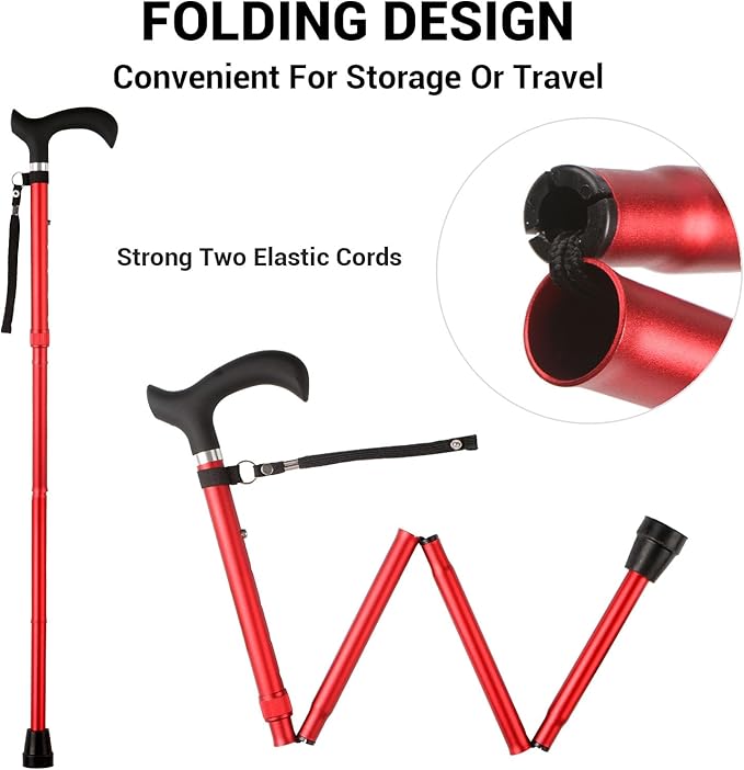 Walking Cane - Collapsible Adjustable Folding Canes for Men & Women, Walking Stick with for Seniors & Adults