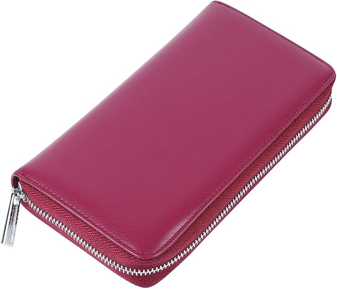 Women 36 Slots RFID Blocking Card Holder Large Long Leather Zipper Organizer Accordion Wallet,Purple
