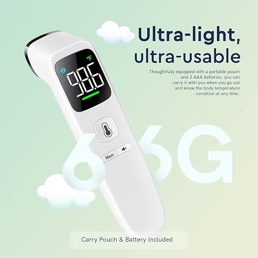 Viproud Touchless Thermometer for Kids and Adults, Accurate 1-Second Result | Large LED Screen, Fever Indicator, Mute Mode, Memory Recall, Dule Mode Forehead/Object, for All Ages