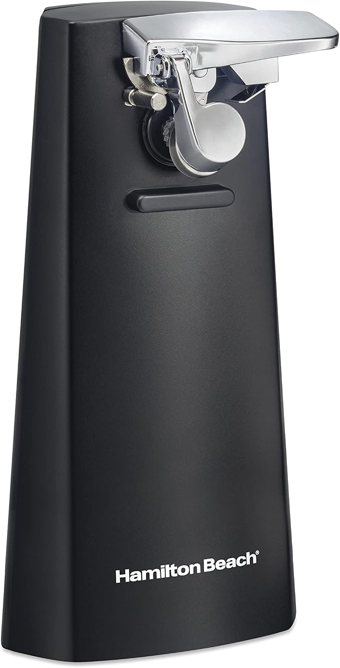 Hamilton Beach Extra-Tall Electric Can Opener Knife Sharpener | Easy-Clean Detachable Cutting Lever & Blade | Cord Storage | Automatic Shutoff | Black | 76702J