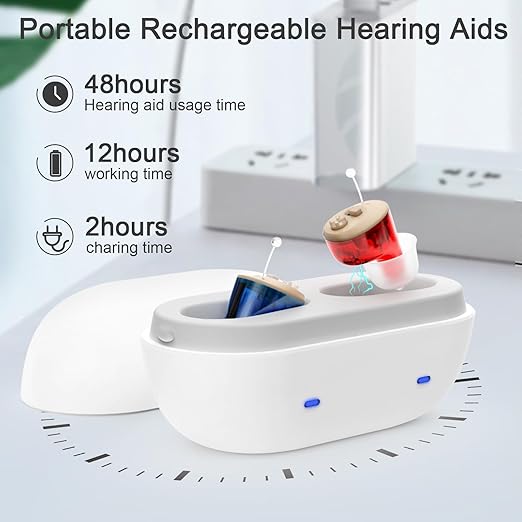 True Hearing Aids for Seniors Not Amplifier- Noise Cancelling, Rechargeable & Invisible with Magnetic Charging Box