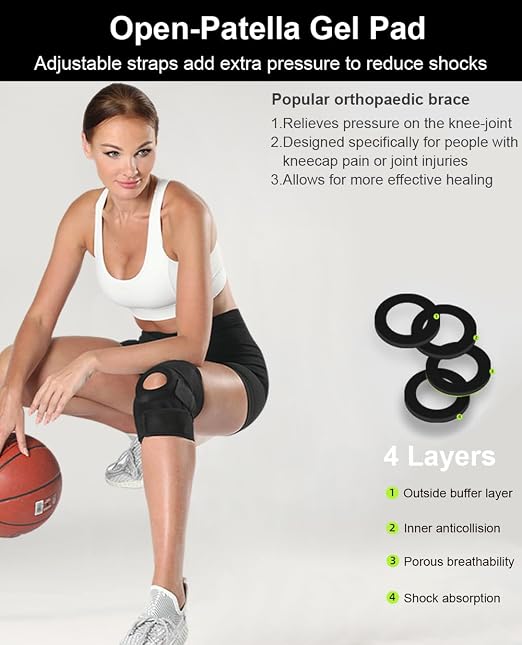 SUJAYU Knee Brace for Women Men with Side Stabilizers, 2 Pack Knee Braces for Knee Pain ACL MCL Arthritis Joint Pain Relief, Adjustable Compression Sleeve Patellar Tendon Support Strap
