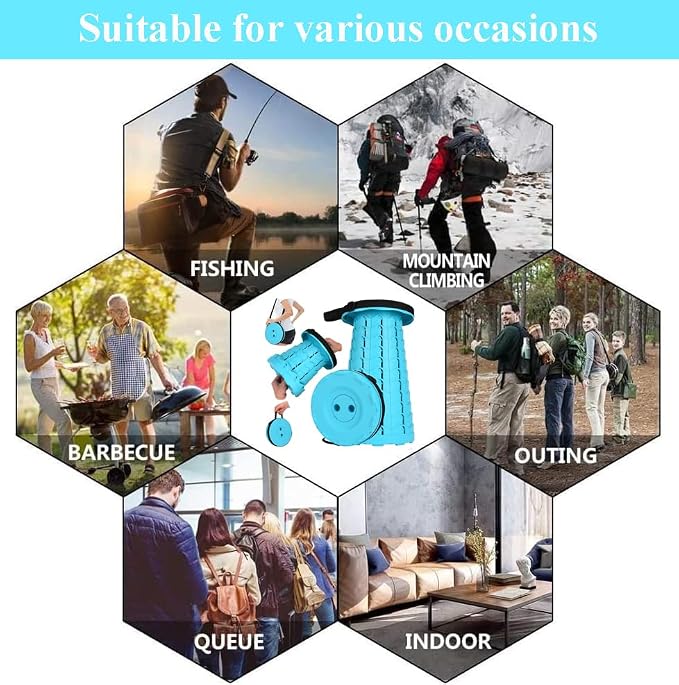 Fishboy Upgraded Collapsible Stool, 400lbs Max Weight, Lightweight But Sturdy, Portable Retractable Folding Telescoping Foldable Camping Stool for Adults Outdoor Fishing Hiking BBQ