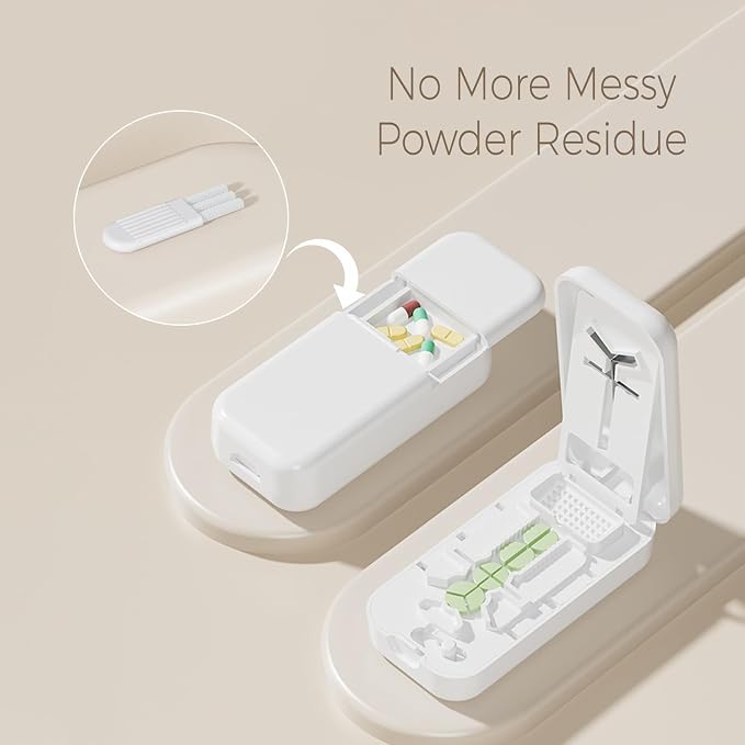 Pill Crusher, Pill Cutter Splitter for Small and Tiny Pills for Small Pills 1/4 (White)
