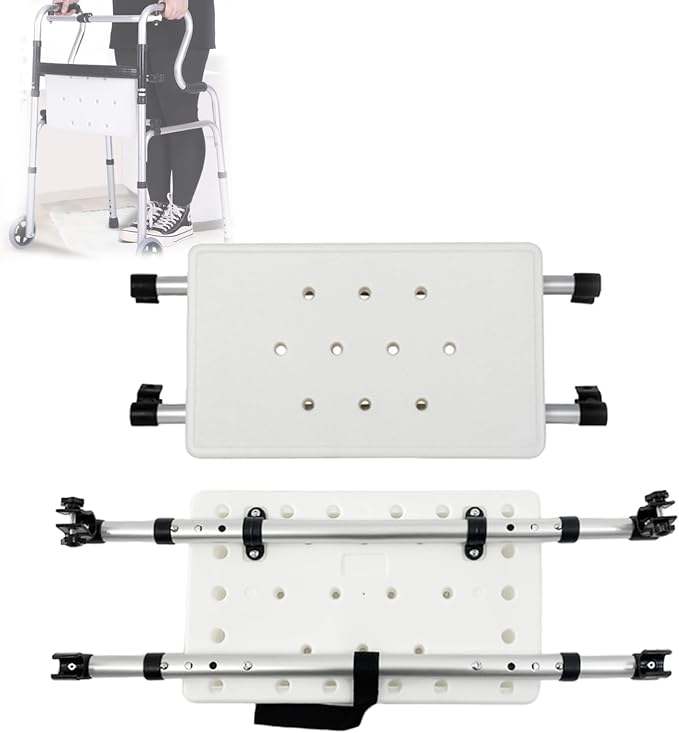 Adjustable Walker Rest Seat, Folding Walker Attachable Seat for Elderly Disabled, Range:20"~24" (Plastic)