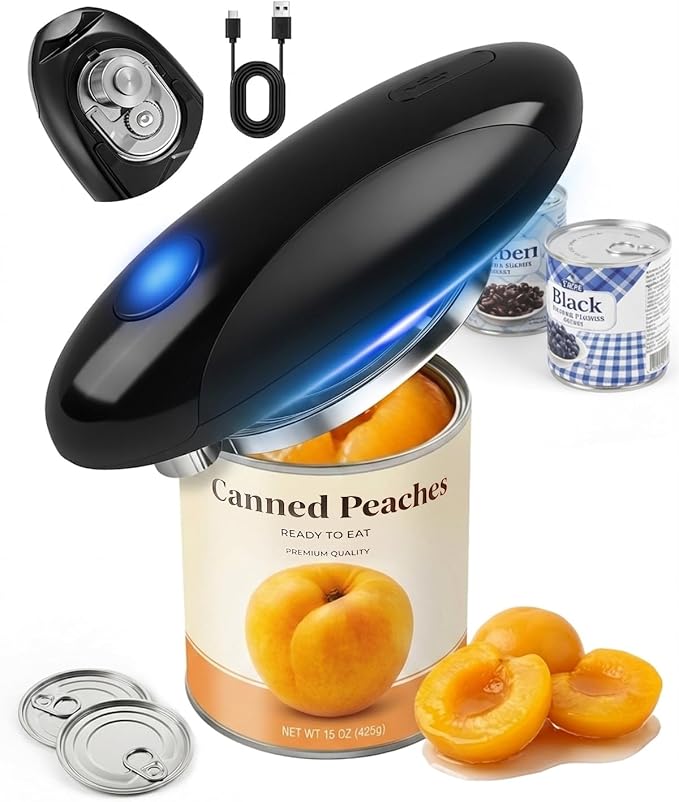 Electric Can Opener, One-Touch Automatic Can Opener, Hands Free Can Opener for Seniors with Arthritis, Rechargeable Cordless Can Opener Side-Cut, Safety Smooth Edge, Fits Most Cans