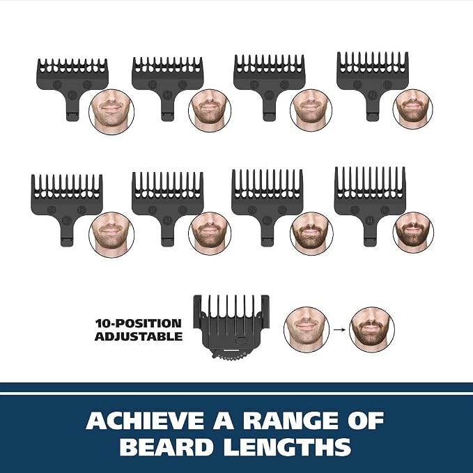Wahl USA Stainless Steel Lithium-Ion Cordless Beard Trimmer for Men | Rechargeable All In One Men’S Beard Trimmer With Rotary Ear & Nose Trimmer, & Detail Trimmer – Model 9818A