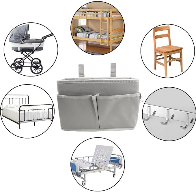 Sugaroom Bedside Storage Caddy, Bunk Bed Organizer Bed Storage Pocket Bedside Organizer Hanging Bed Storage Caddy for College Dorm Room, Hospital Bed Rails, Baby Bed, Camp