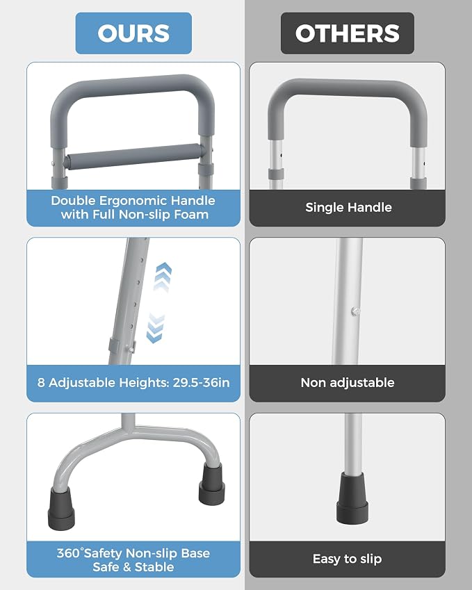 Stand Assist Aid for Elderly, Walking Support Mobility Aid, Height Adjustable Standing Aid for Balance, Portable Assistive Device for Elderly Mobility, Gray