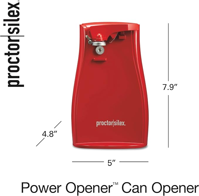 Proctor Silex Power Electric Automatic Can Opener for Kitchen with Knife Sharpener, Twist-off Easy-Clean Lever, Cord Storage, Red (75226) (Pack of 2)