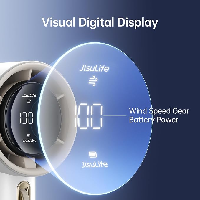 JISULIFE Handheld Fan Pro1S - Next-Gen Airflow: Up to 12H Runtime | Pearlescent ABS-Elegant Strength, 1-100 Speed Scroll Wheel, 3600mAh-Portable Fan for Travel, Gifts for Women Men(Cloud White)