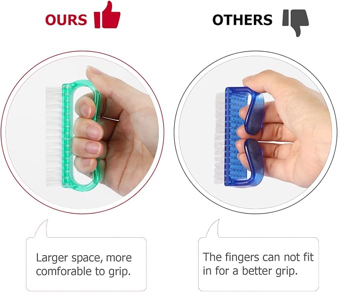 Larbois Handle Grip Nail Brush, Hand Fingernail Brush Cleaner Scrubbing Kit Pedicure for Toes and Nails Men Women (4 Pack)