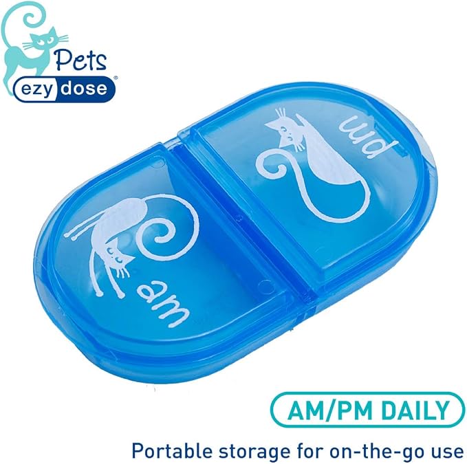 EZY DOSE Pets Daily AM/PM Pill Case, Medicine Planner, Treats, Vitamin Organizer Box for Cats, Convenient and Easy to Use, 2 Times a Day, Travel Friendly, Transparent Lids, BPA Free, Made in the USA