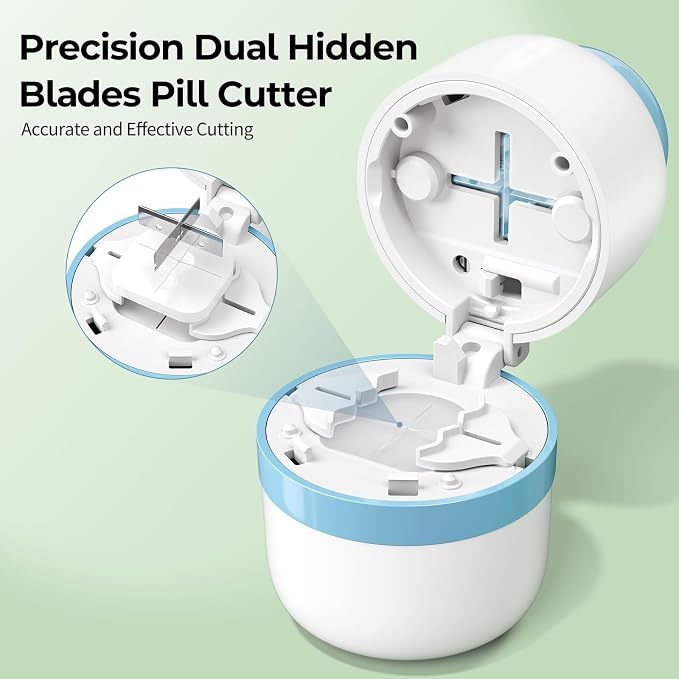 Daviky Pill Cutter 1/4, Adjustable Pill Cutter Splitter for Small and Tiny Pills with Accurate Alignment, Dual Safety Blades, Tablet Cutter for Small or Large Pills, Vitamins, Medication, Easy to Use