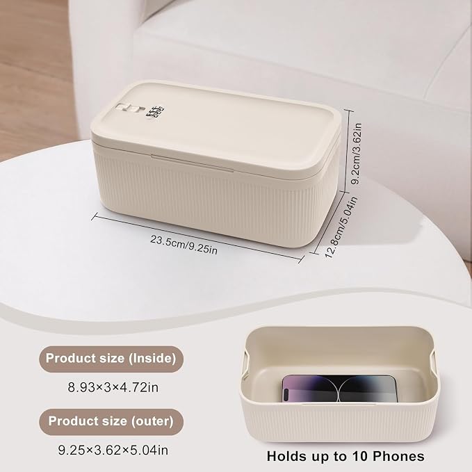 Lockable Storage Box, Small Lock Box with Combination Code for Phone/Medicine Safe/Food Home/Refrigerator/Office/Personal Items/Travel/Gift,9.25 x 5.04 x 3.62’’