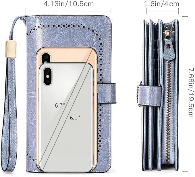 SENDEFN Wallets for Women Leather Credit Card Holder with RFID Blocking Large Capacity Wristlet | with RFID Blocking