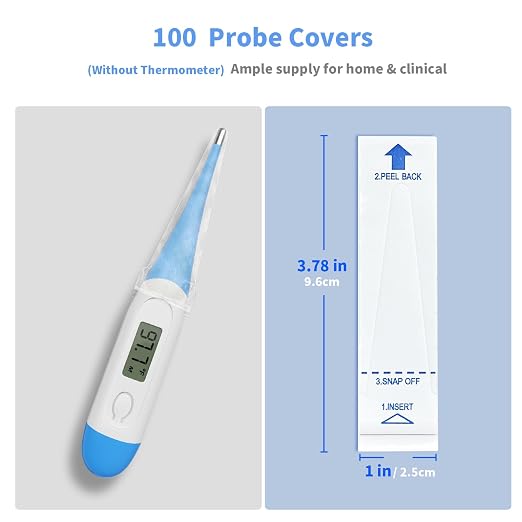 Boncare Thermometer Covers Disposable, 100 Pcs | Probe Covers for Digital Thermometers, Used for Oral, Rectally or Underarm