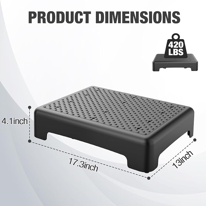 HBTower Mobility Step Stool for Adults & Seniors - Non-Slip Platform Indoor and Outdoor, Portable Riser, Safety Step for Car, Bedside, Office, Shower, Stairs - Black