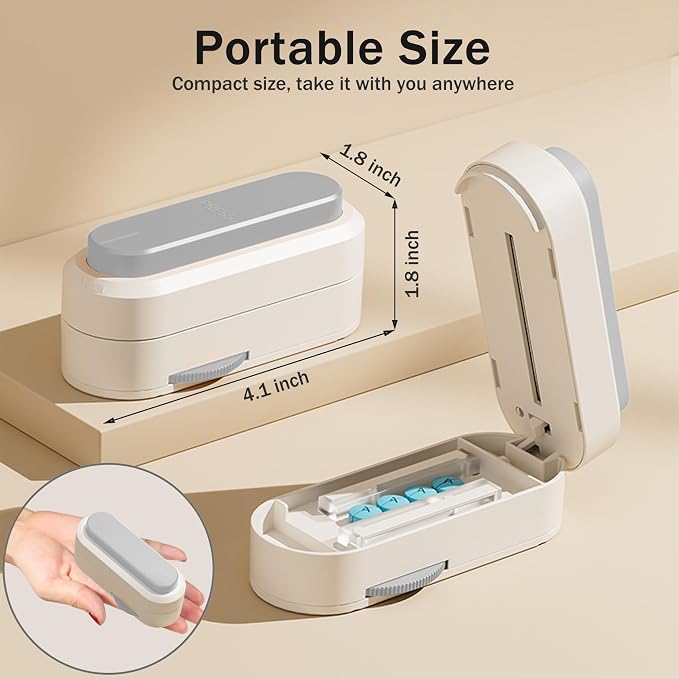 Multiple Pill Cutter - Pill Cutter Splitter for Small Tiny Large Pills Professional | Vertical Press-Down Cutting & Adjustable | Sturdy Blade & Guard | Includes Cleaning Brush (Grey)