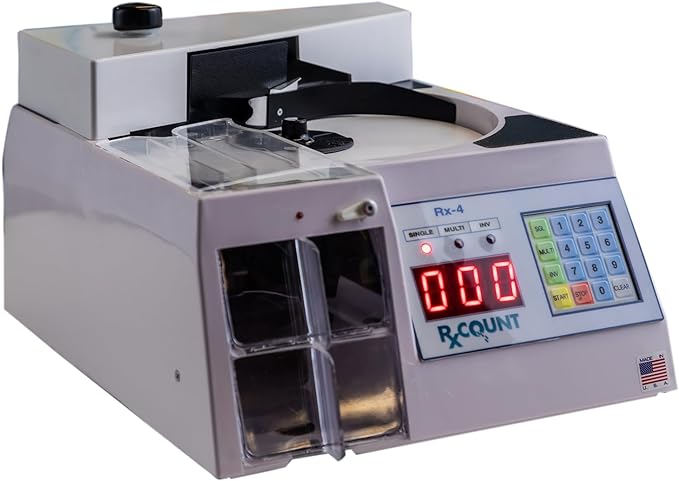 Rx-4 Automatic Pill Counting Machine - Compact Digital Tabletop Pharmaceutical Counter for Pharmacies, Doctors, and Veterinarians.