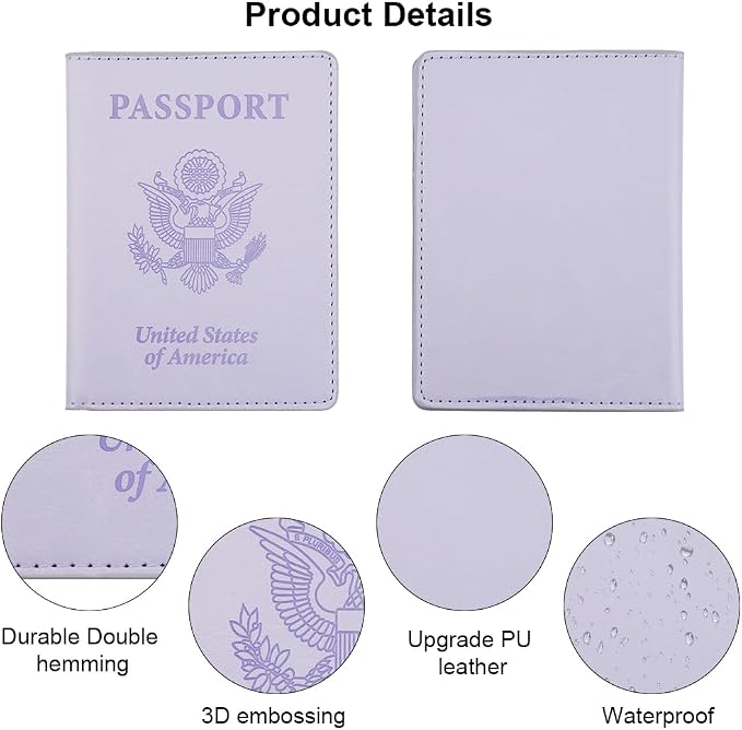 Passport Holder, Passport Holder Women, Passport Covers Travel Must Haves, Travel Passport Wallet for Men, 1 Pack Passport Case Passport Protector for Travel Airport Essentials, Light Purple