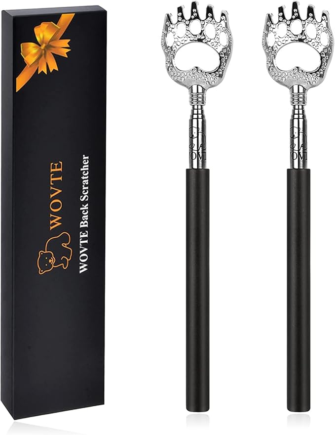 WOVTE 2Pack Extendable Bear Claw Back Scratcher for Men Women | Stocking Stuffers for Men Women Adults, Mothers Day Fathers Day Christmas Birthday Gifts for Men Women Mom Dad Husband