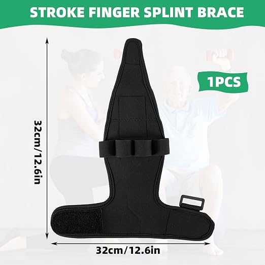 Stroke Hand Rehabilitation Glove, Finger Splint for Anti-Spasticity Training to Aid Hemiplegia and Grip Weakness in Elderly Patients (Black)