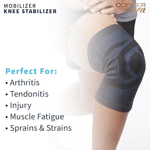 Copper Fit Mobilizer Knee Sleeve – ProSeries with Removable Side Stabilizers Knee Support for Advanced Recovery – Mobility, Knee Pain, Swelling, Inflammation, Circulation, Arthritis, Tendonitis (S/M)