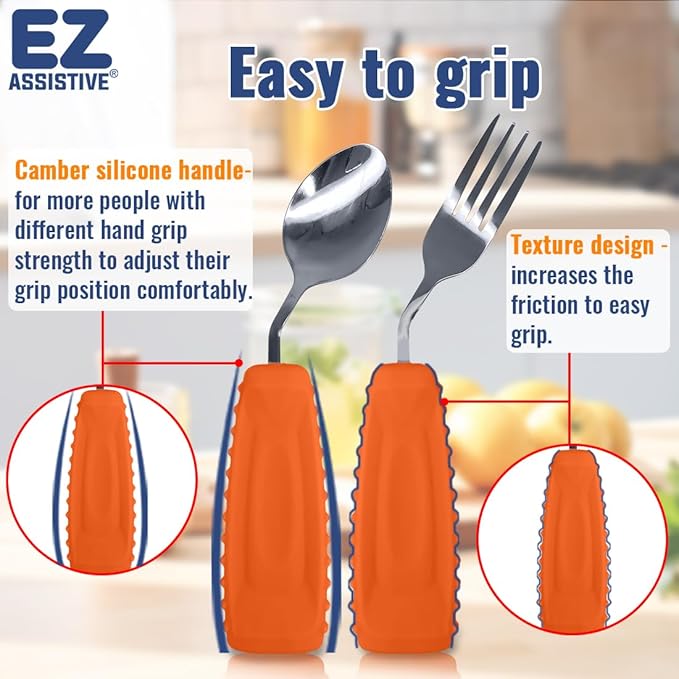 Adaptive Weighted Utensils Set – Spoon and Fork for Hand Tremors, Parkinson’s, Elderly, and Arthritis – Adaptive Eating Utensils for Weak Grip and Limited Mobility